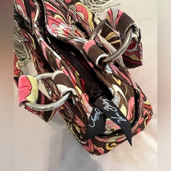 VERA BRADLEY Puccini 2008 Whitney Bag Brown Orange 2 Handle Zip Top Y2K Quilted - Picture 3 of 15